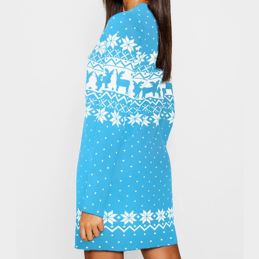 Printed Crew Neck Dress